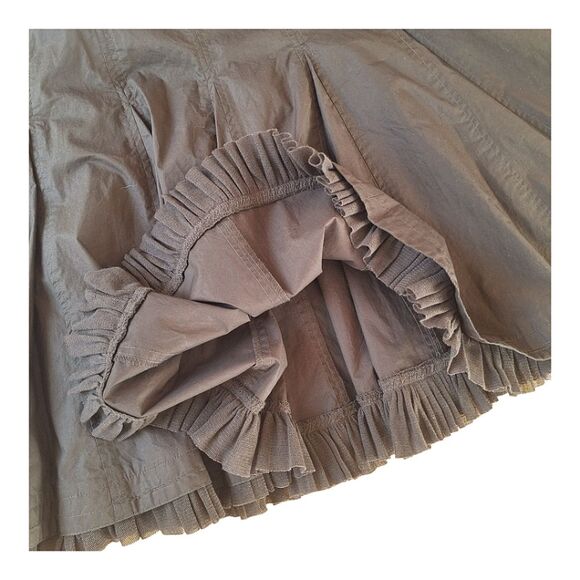 NWT CAbi #480 Masai Tulle Trimmed Flare Skirt Cotton Chocolate Brown Coconut 8 - Picture 10 of 13